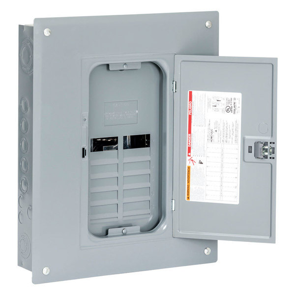 Square D Load Center, HOM, 8 Spaces, 125A, 120/240V AC, Main Lug, 1 Phase HOM816L125PC